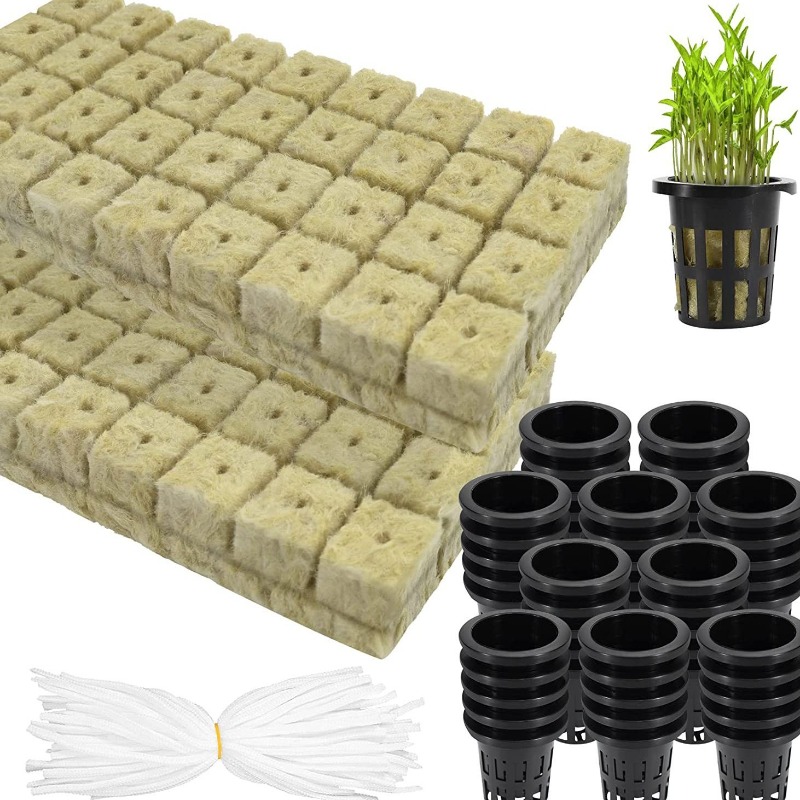 Hydroponic Kit - 72개입 수경재배용 암면 큐브와 그물망 화분