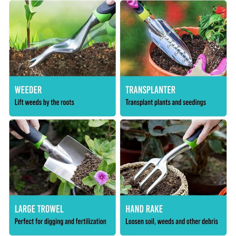9종 인체공학적 정원 도구 세트, 전정가위, 삽, 갈퀴 - Trowel Garden Tools 리뷰 및 가격