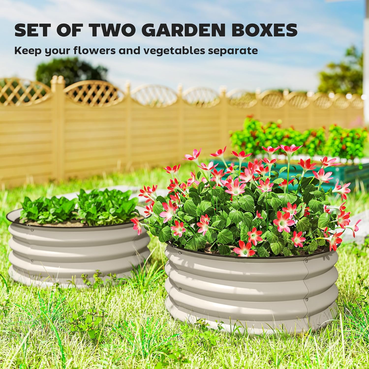 아연 도금된 높이형 정원 화분 세트(2개), 안전 테두 - Raised Garden Bed 리뷰 및 가격