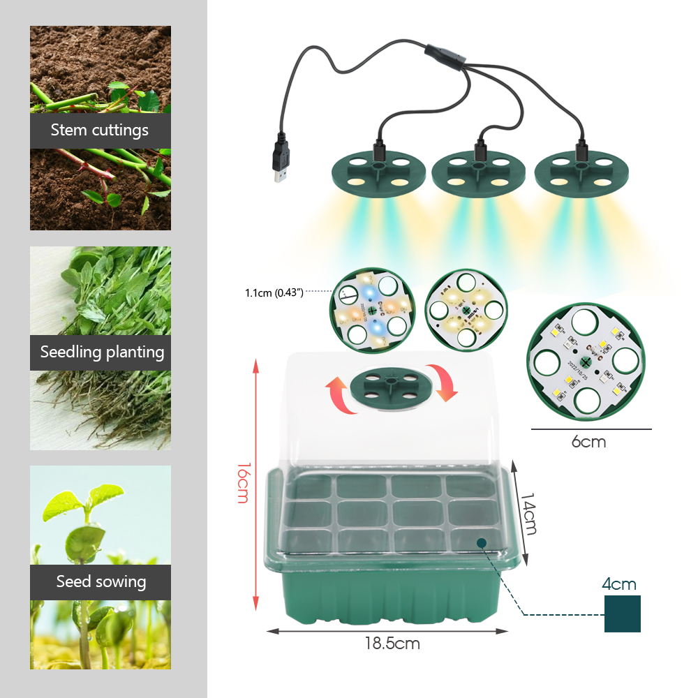 성장 빛 식물 씨앗 스타터 트레이와 LED 보육 냄비  - Grow Light Led 리뷰 및 가격