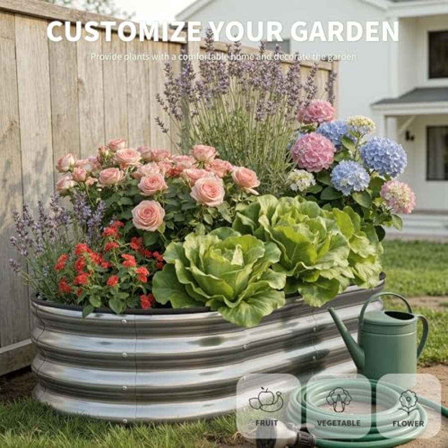 타원형 대형 아연 도금 금속 재배상자 키트, 야외용 간 - Raised Garden Bed 리뷰 및 가격