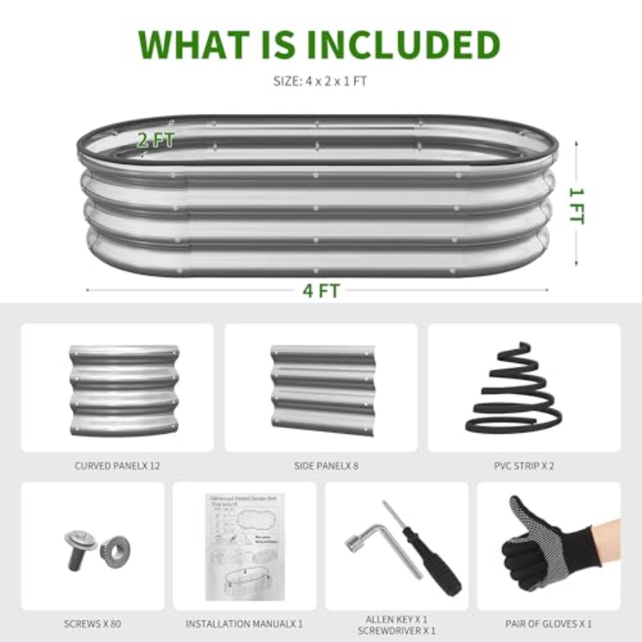타원형 대형 아연 도금 금속 재배상자 키트, 야외용 간 - Raised Garden Bed 리뷰 및 가격
